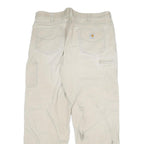 CARHARTT Mens Regular Fit Beige Cotton Blend Zip Trousers W38 L32 Workwear