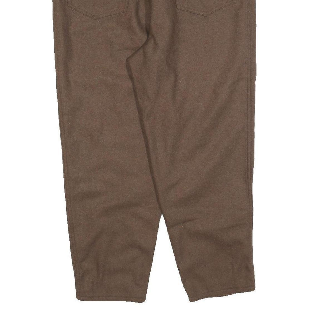 Womens Brown Wool Blend Regular Fit Straight Trousers W32 L25 Classic Style