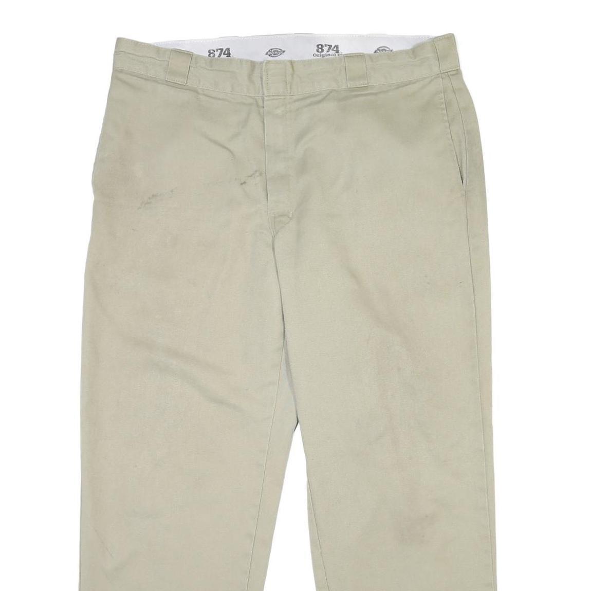 DICKIES Mens Cotton Beige Regular Fit Straight Leg Trousers W38 L29 Workwear