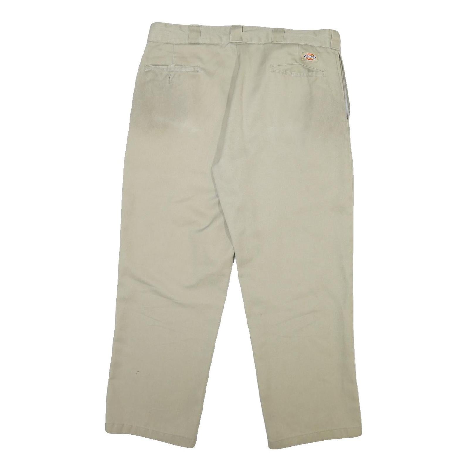 DICKIES Mens Cotton Beige Regular Fit Straight Leg Trousers W38 L29 Workwear