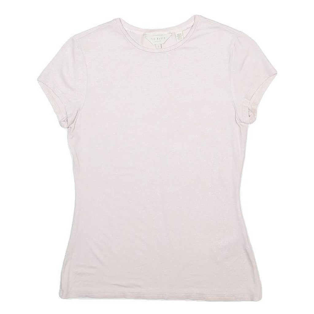 TED BAKER Womens Pale Pink Basic Top Short Sleeve Crew Neck Plain M
