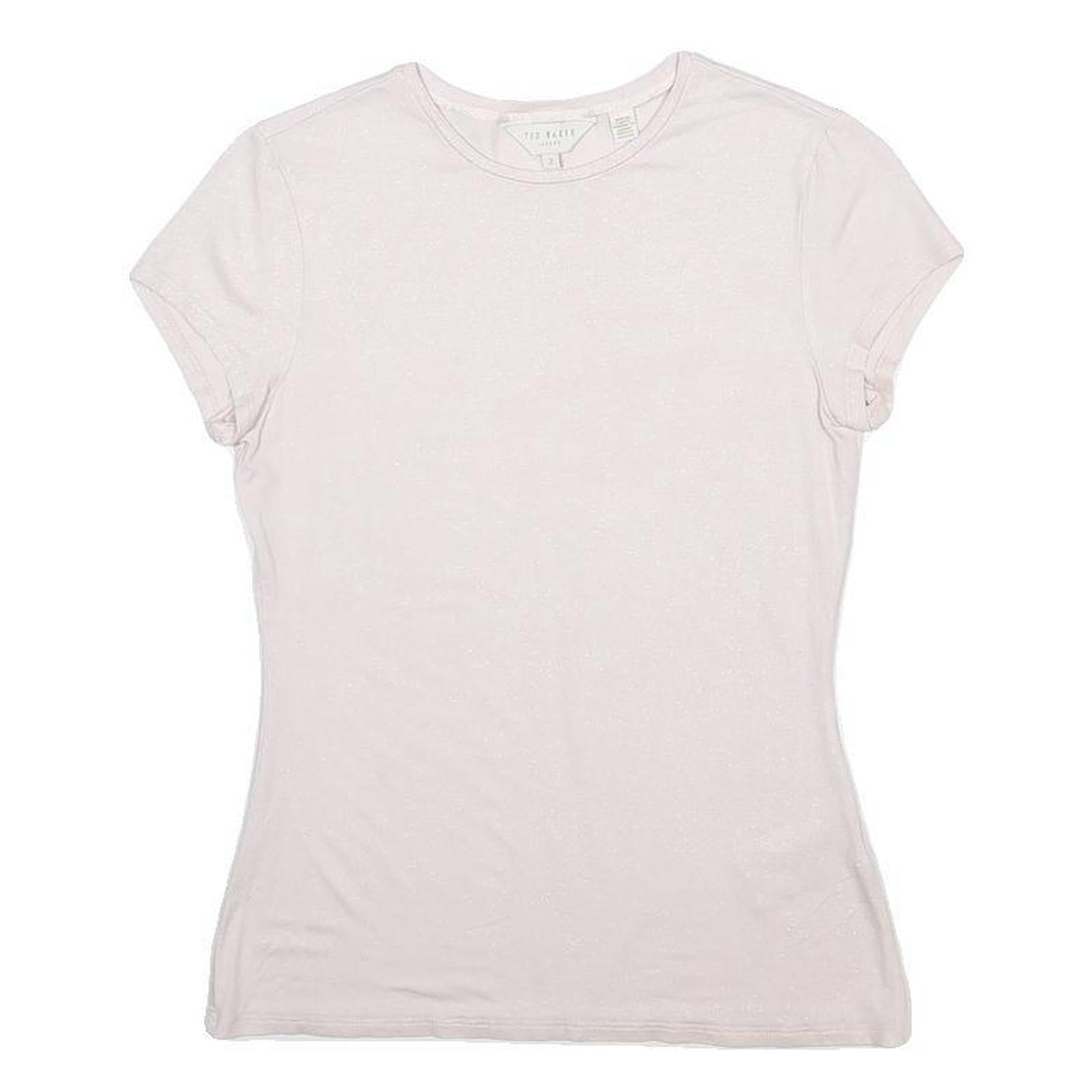 TED BAKER Womens Pale Pink Basic Top Short Sleeve Crew Neck Plain M