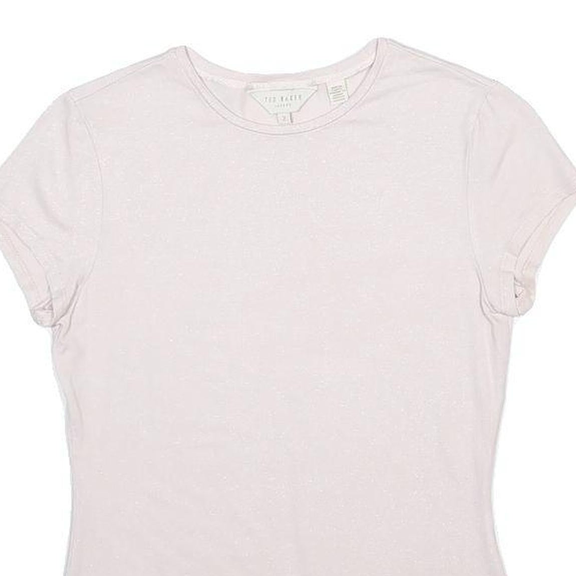 TED BAKER Womens Pale Pink Basic Top Short Sleeve Crew Neck Plain M