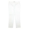 M&S Womens Cotton Blend Slim White Trousers W32 L29 Zip Classic Fit Straight Leg
