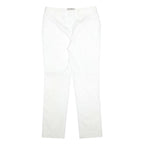M&S Womens Cotton Blend Slim White Trousers W32 L29 Zip Classic Fit Straight Leg
