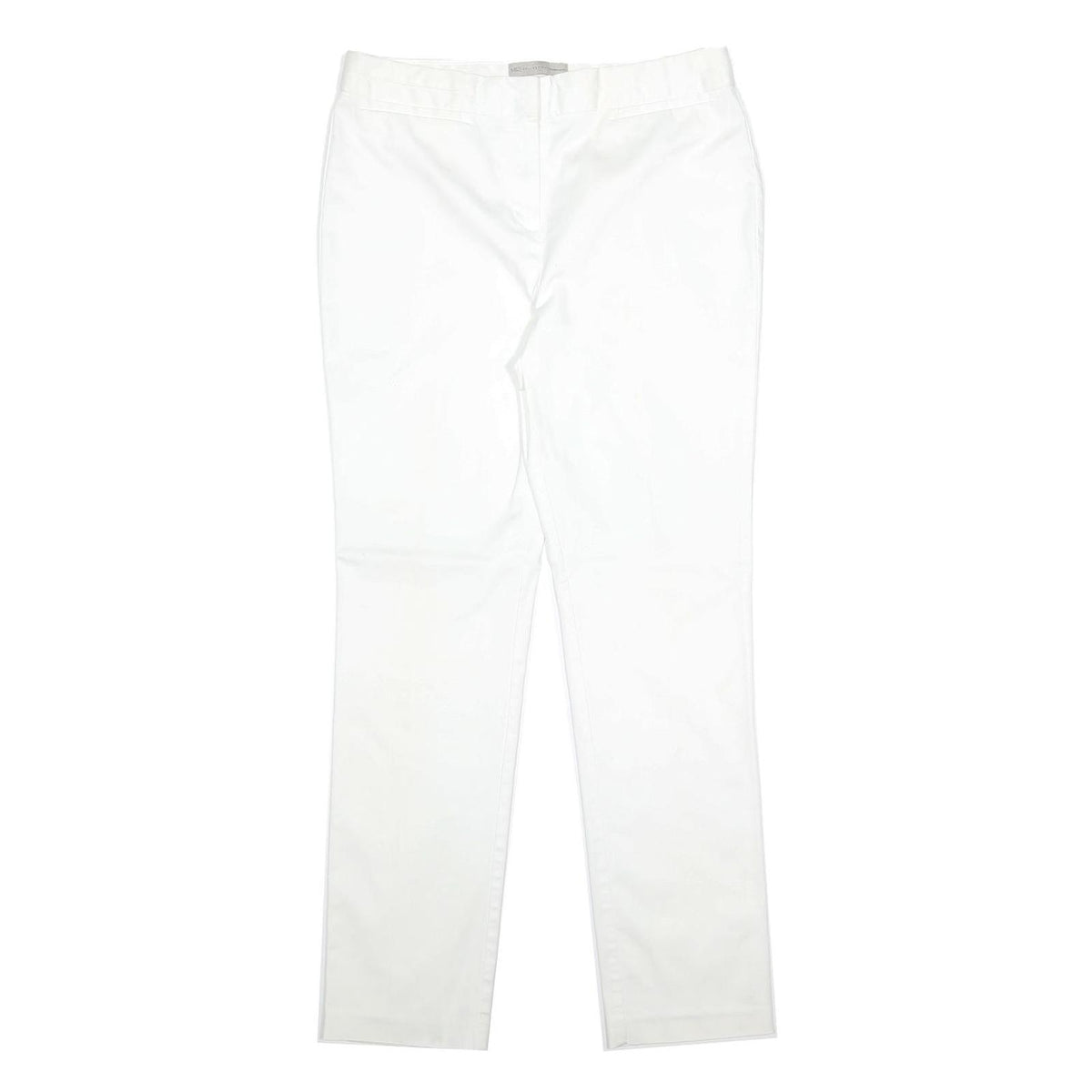 M&S Womens Cotton Blend Slim White Trousers W32 L29 Zip Classic Fit Straight Leg