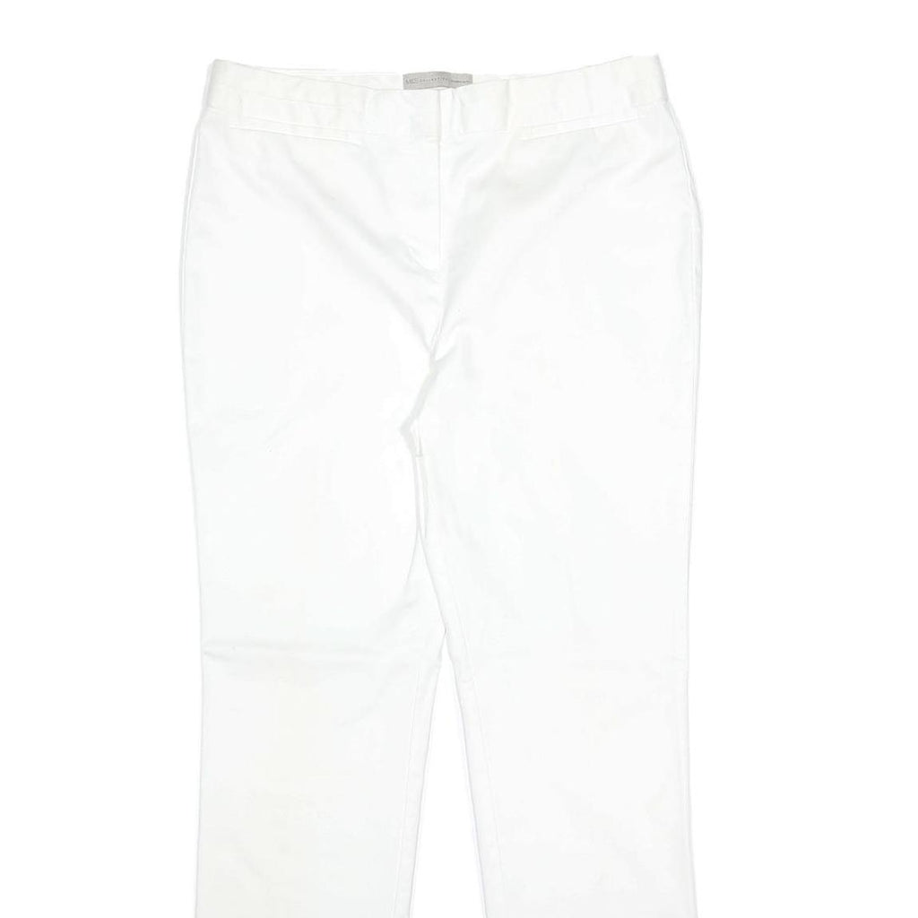 M&S Womens Cotton Blend Slim White Trousers W32 L29 Zip Classic Fit Straight Leg
