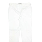 M&S Womens Cotton Blend Slim White Trousers W32 L29 Zip Classic Fit Straight Leg