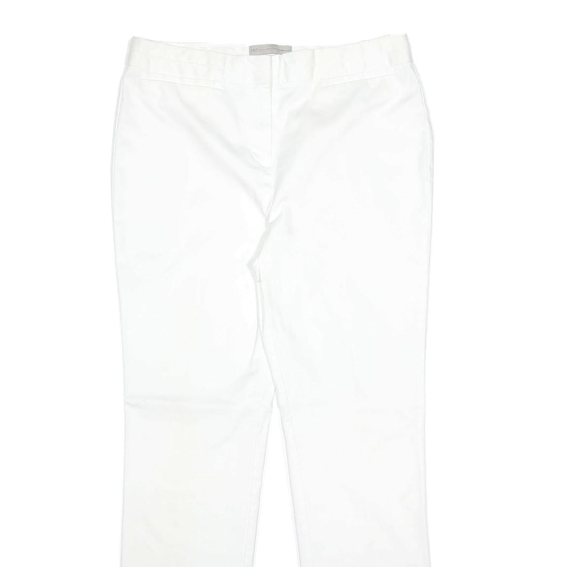 M&S Womens Cotton Blend Slim White Trousers W32 L29 Zip Classic Fit Straight Leg