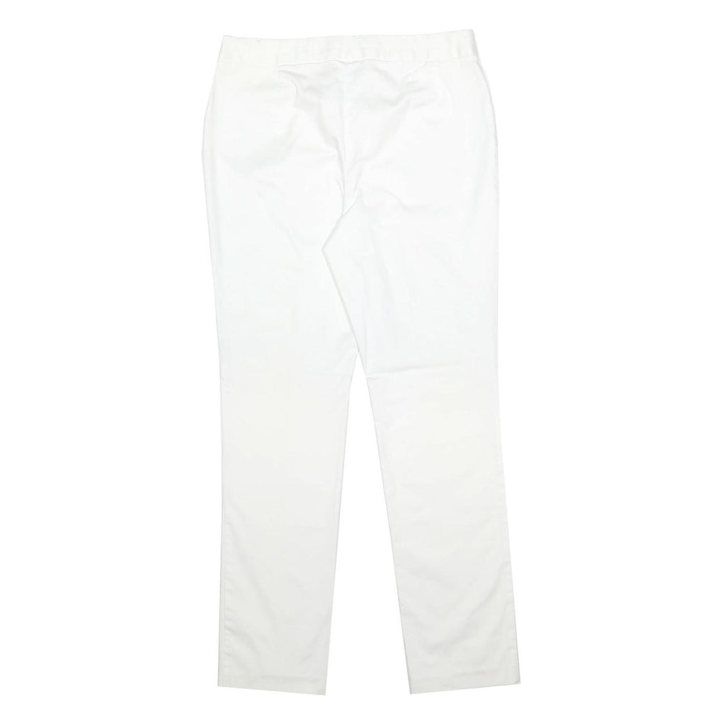 M&S Womens Cotton Blend Slim White Trousers W32 L29 Zip Classic Fit Straight Leg