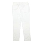 M&S Womens Cotton Blend Slim White Trousers W32 L29 Zip Classic Fit Straight Leg