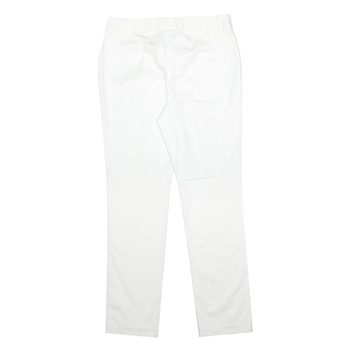 M&S Womens Cotton Blend Slim White Trousers W32 L29 Zip Classic Fit Straight Leg