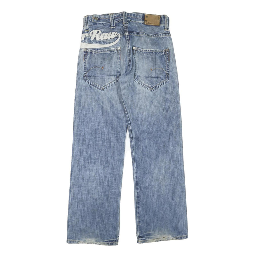 G-STAR Womens Blue Regular Straight Denim Light W30 L30 Embroidered Logo Zip