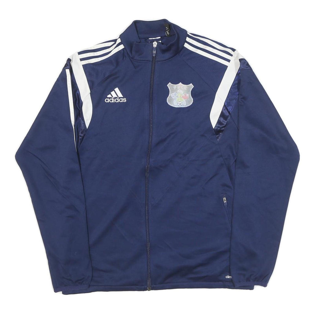 ADIDAS Mens Navy Blue White Logo Track Jacket M Polyester Blend Zip