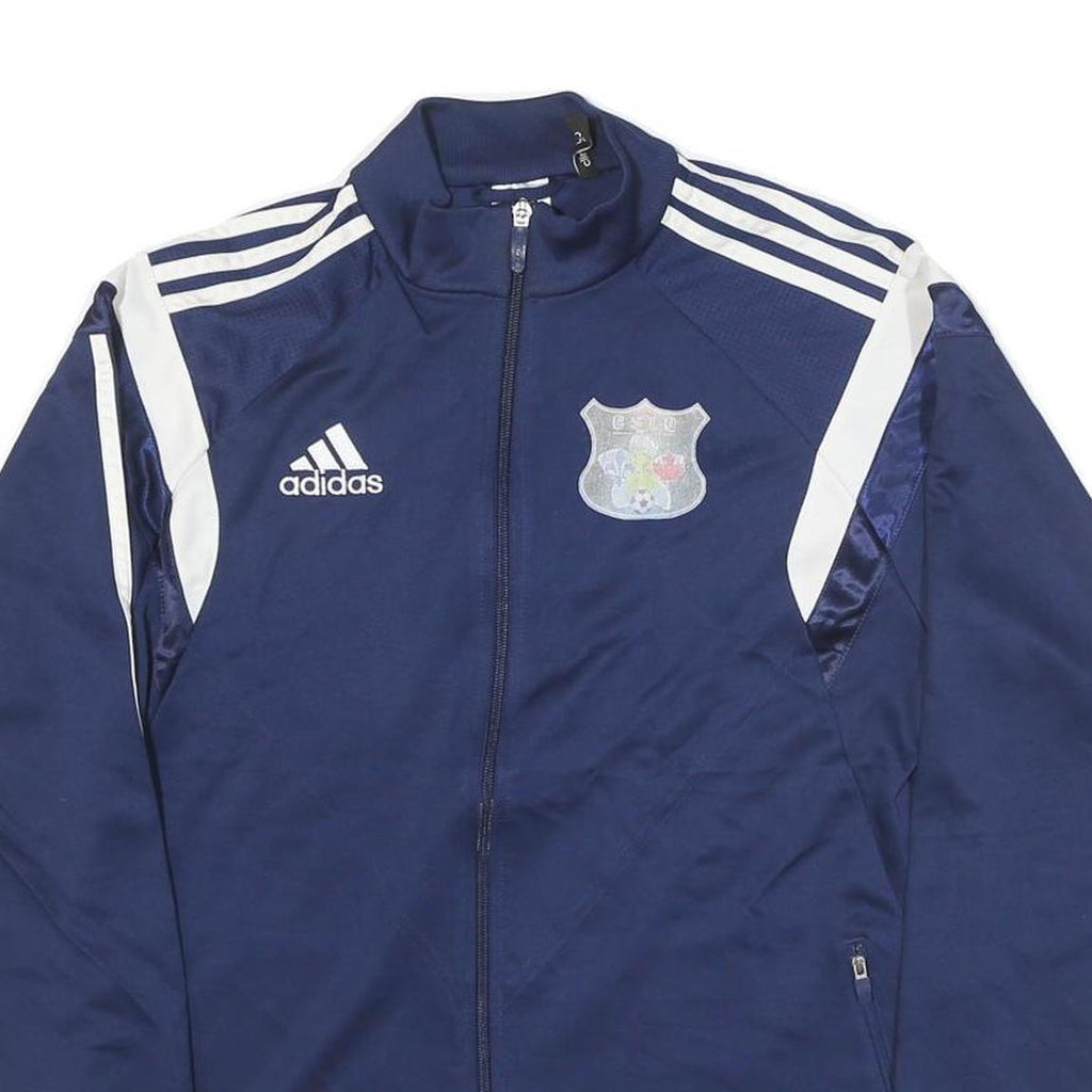 ADIDAS Mens Navy Blue White Logo Track Jacket M Polyester Blend Zip