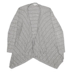 FAT FACE Womens Grey Striped Plain Open Front Jumper UK 14 Cotton Blend