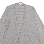 FAT FACE Womens Grey Striped Plain Open Front Jumper UK 14 Cotton Blend