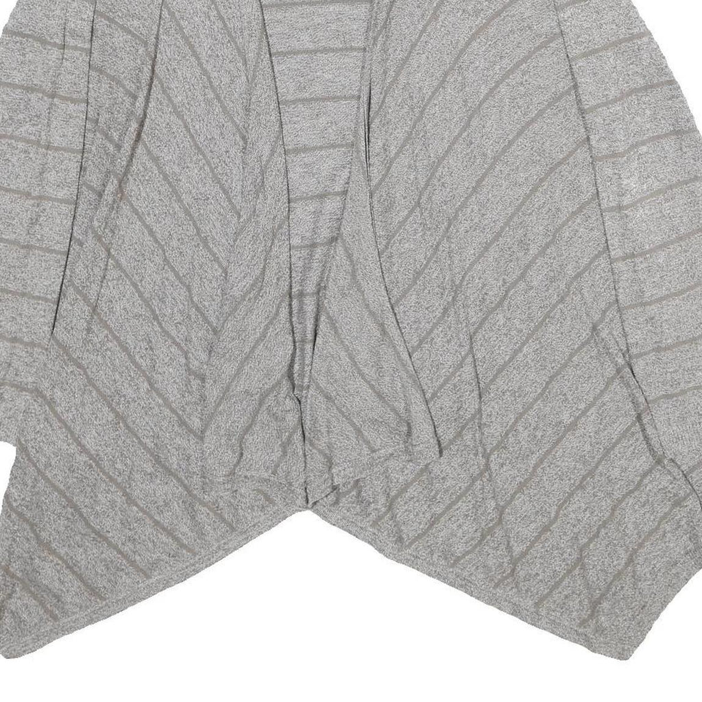 FAT FACE Womens Grey Striped Plain Open Front Jumper UK 14 Cotton Blend