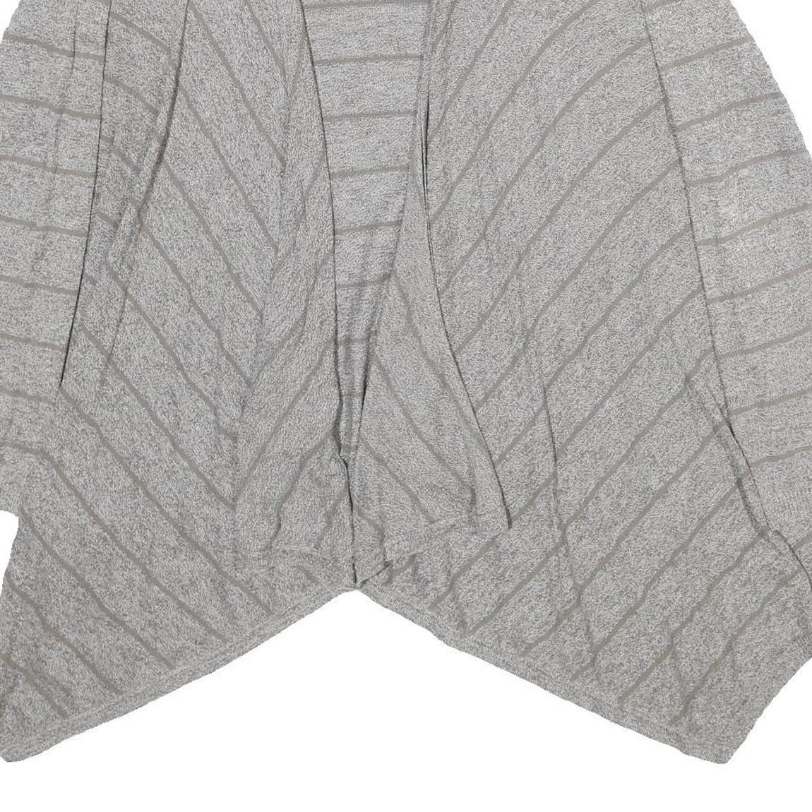 FAT FACE Womens Grey Striped Plain Open Front Jumper UK 14 Cotton Blend