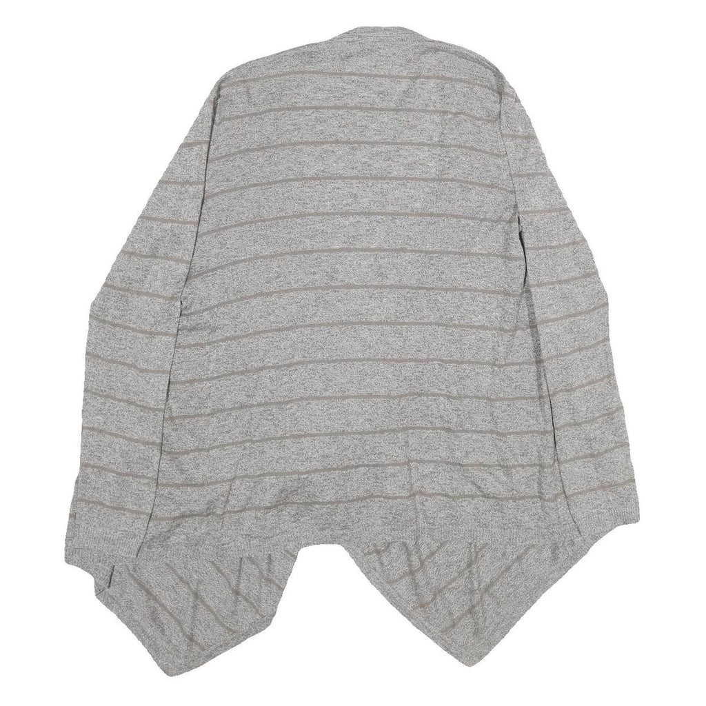 FAT FACE Womens Grey Striped Plain Open Front Jumper UK 14 Cotton Blend