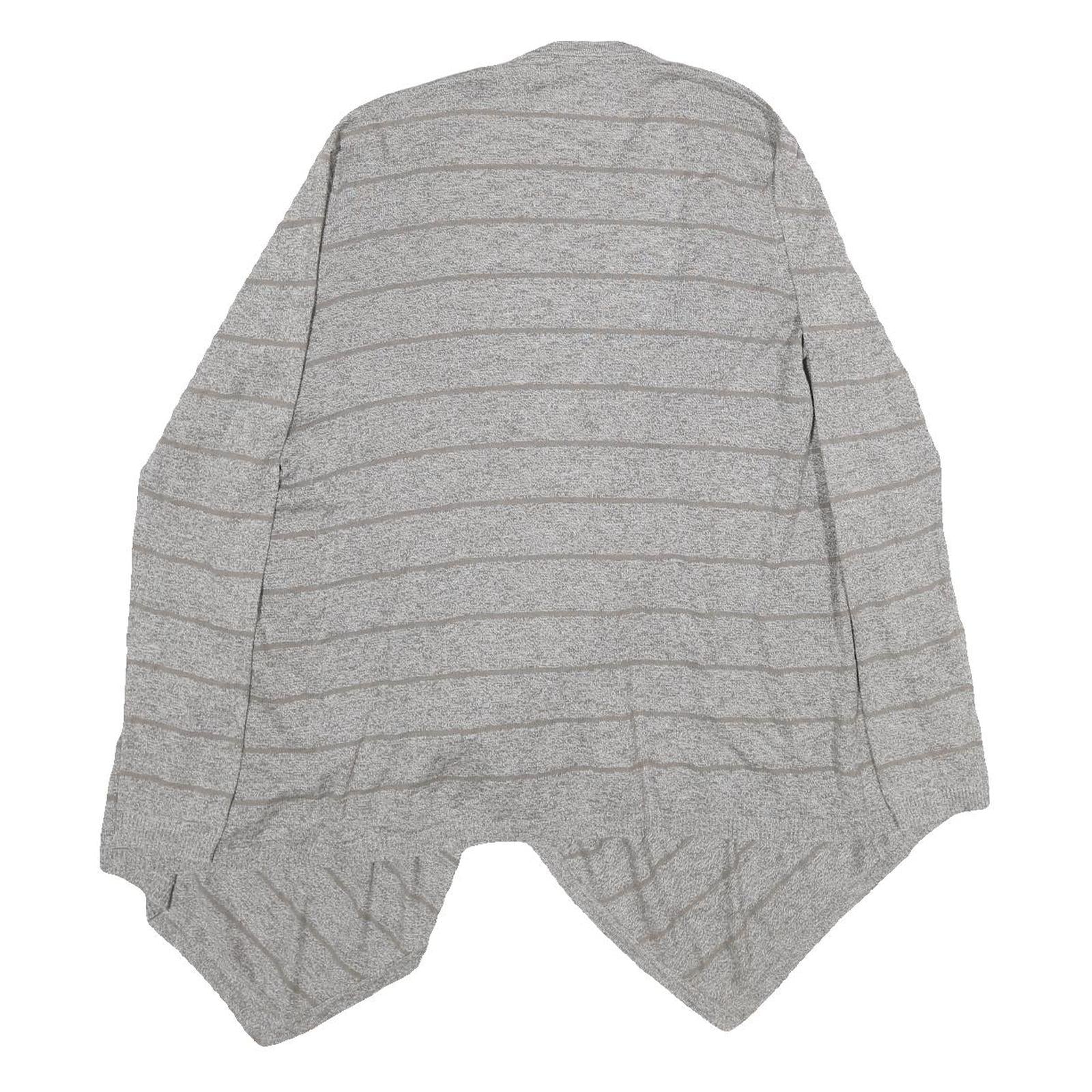 FAT FACE Womens Grey Striped Plain Open Front Jumper UK 14 Cotton Blend