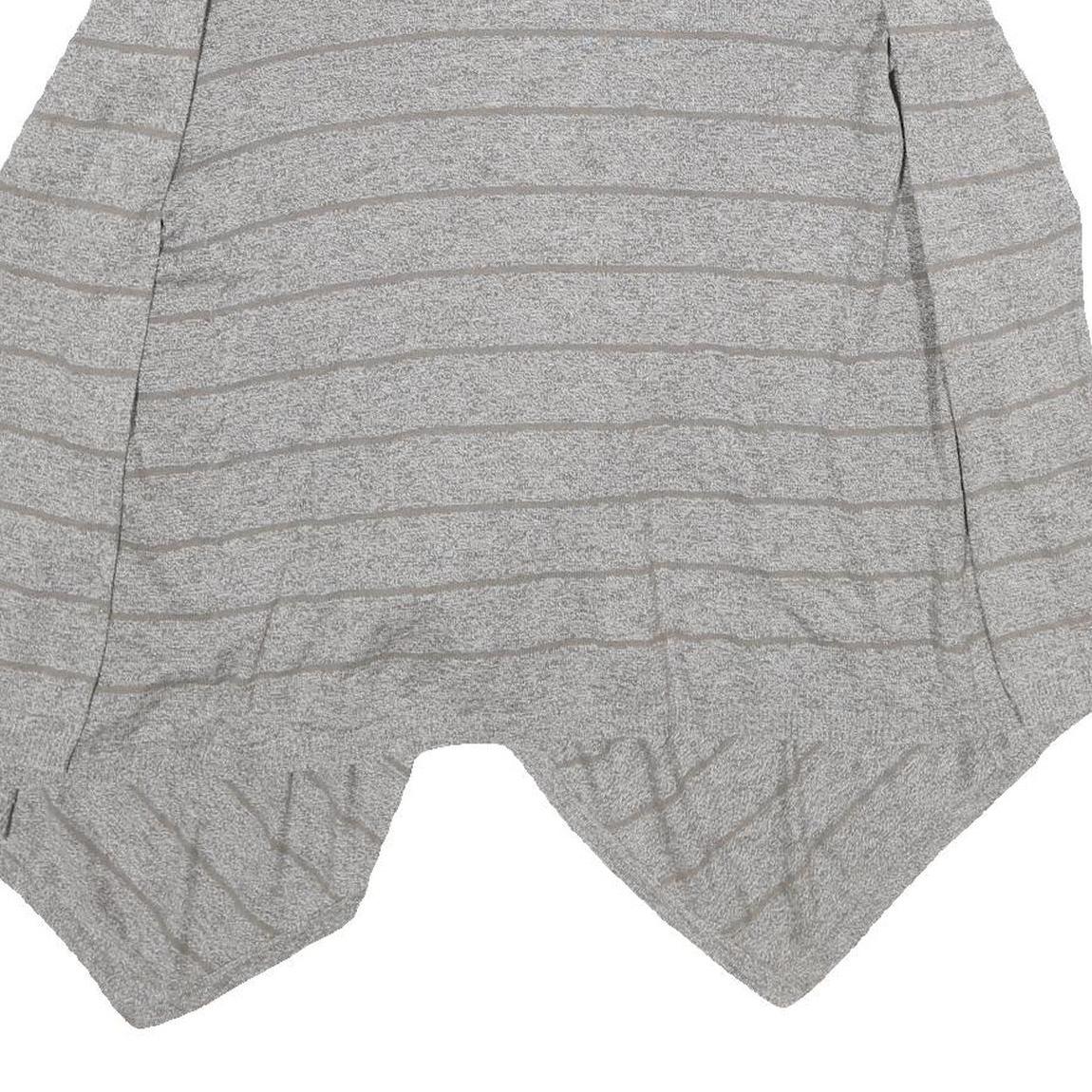FAT FACE Womens Grey Striped Plain Open Front Jumper UK 14 Cotton Blend