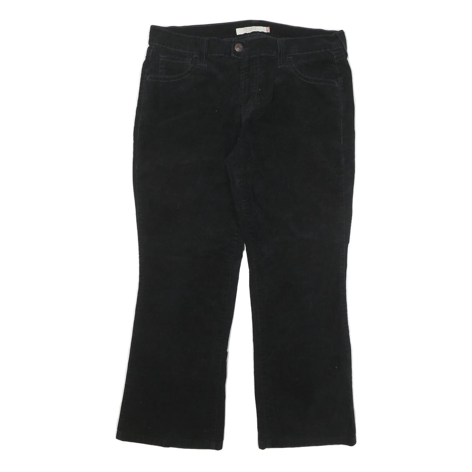 LEVI'S Womens Cotton Blend Black Relaxed Straight Trousers W36 L28 Casual Zip