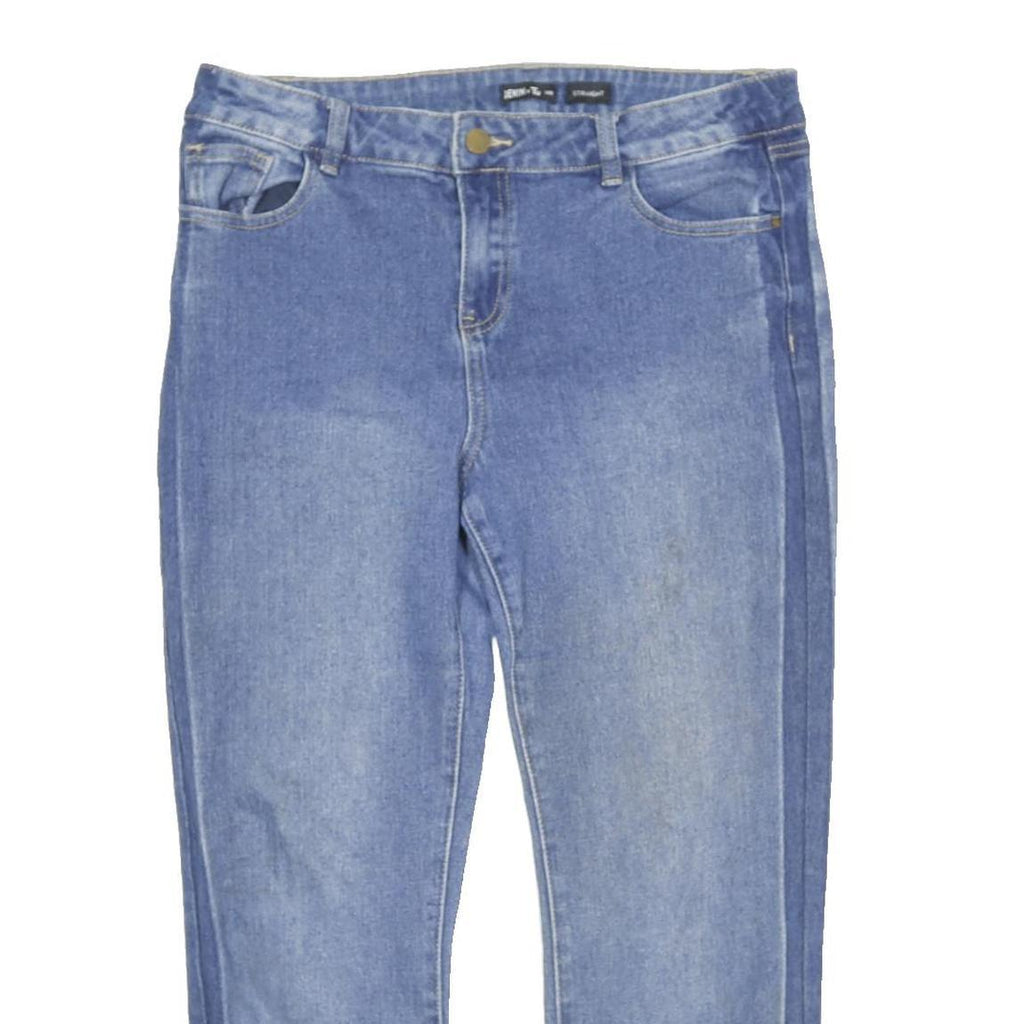 TU Womens Blue Regular Straight Denim Light W31 L34 Cotton Blend Zip Jeans