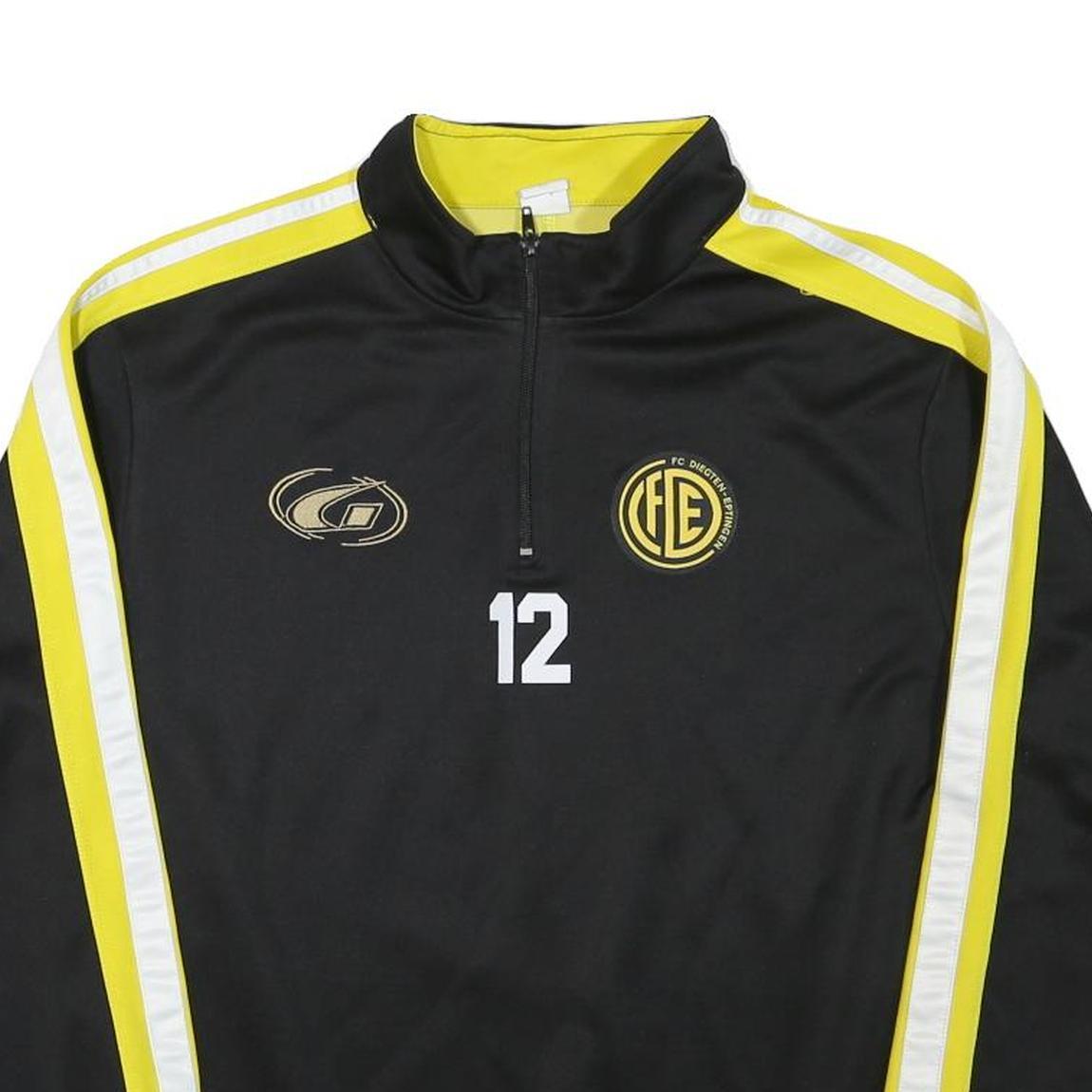 GEMS Mens Black & Yellow Half Zip Sweatshirt M Salatsauce Hirschen Graphic Print
