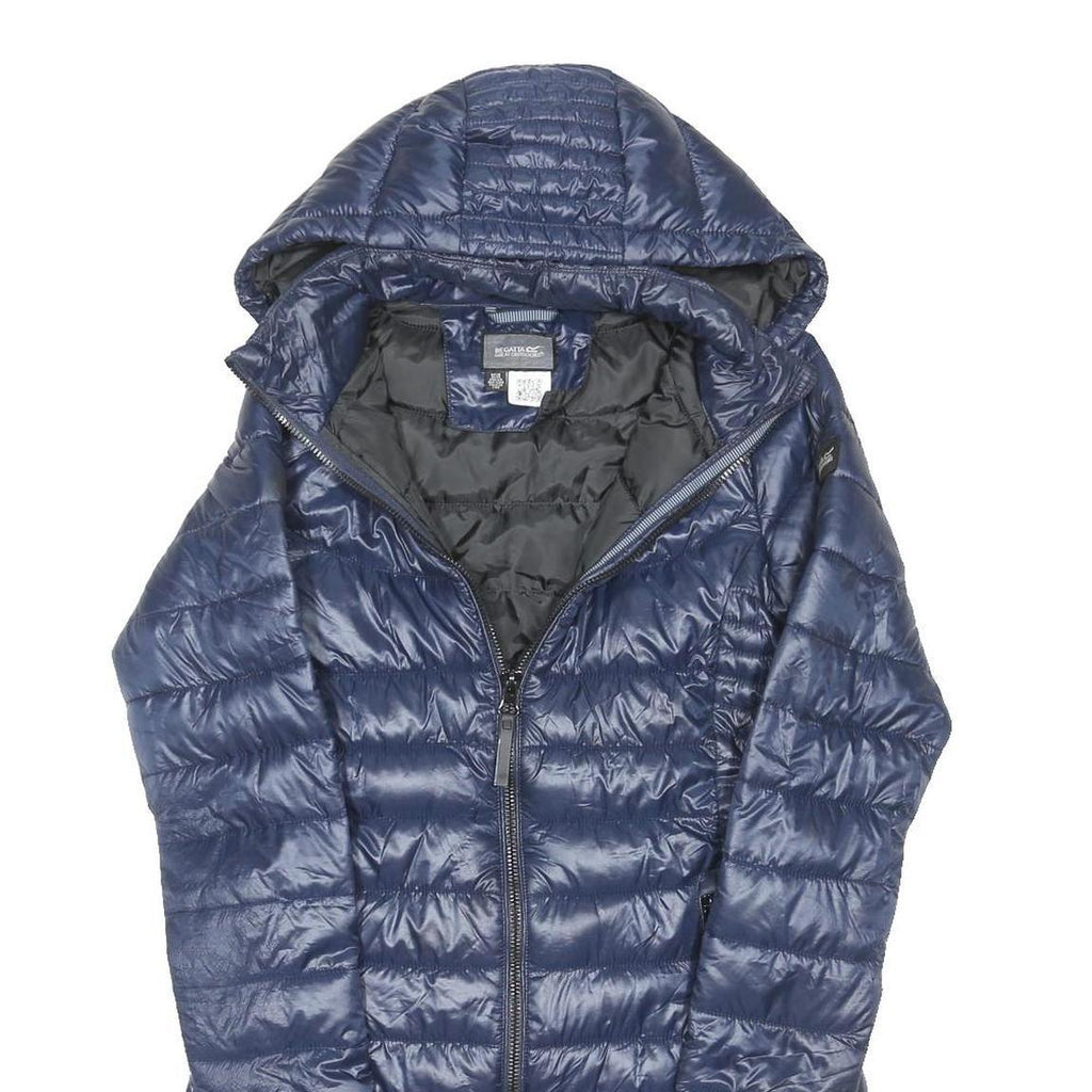 REGATTA Womens Blue Quilted Jacket UK 10 Polyester Blend Lightweight Hooded