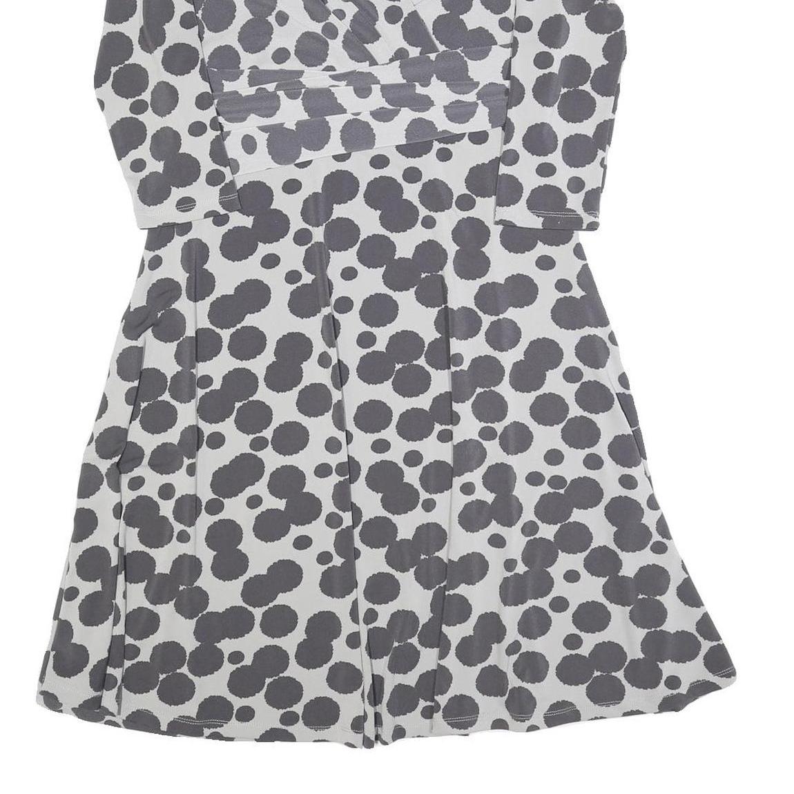 PHASE EIGHT Womens Grey & Black Cotton Blend Fit & Flare Day Dress Spot Print UK