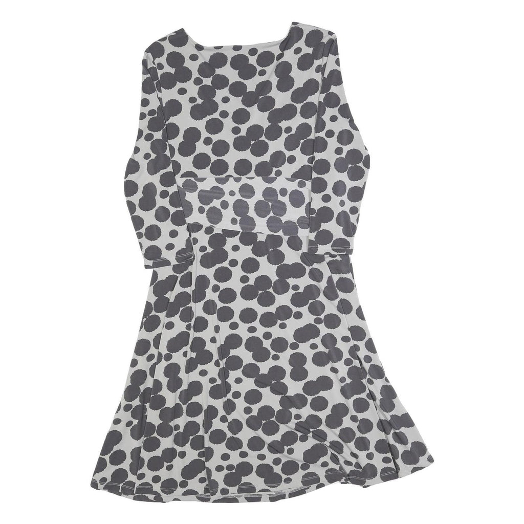 PHASE EIGHT Womens Grey & Black Cotton Blend Fit & Flare Day Dress Spot Print UK