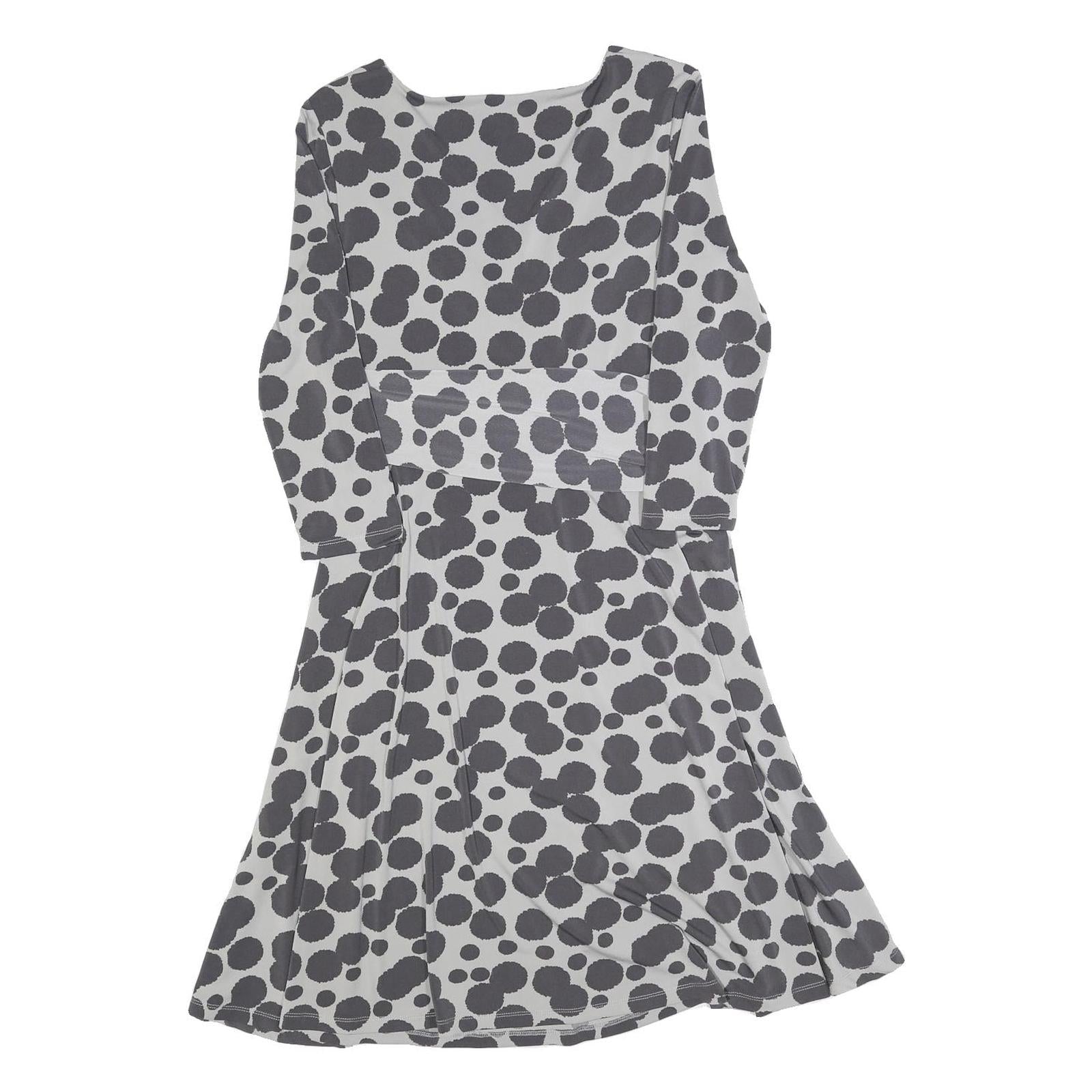 PHASE EIGHT Womens Grey & Black Cotton Blend Fit & Flare Day Dress Spot Print UK