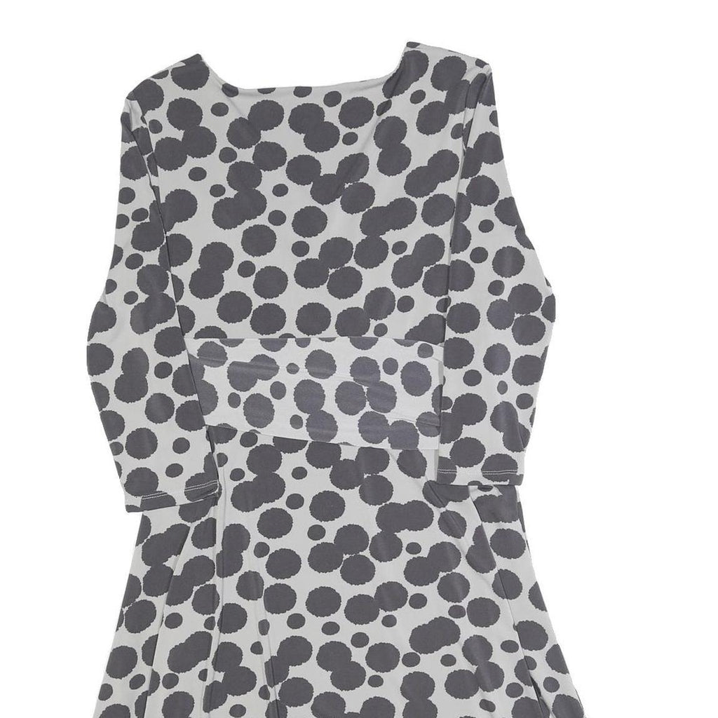 PHASE EIGHT Womens Grey & Black Cotton Blend Fit & Flare Day Dress Spot Print UK