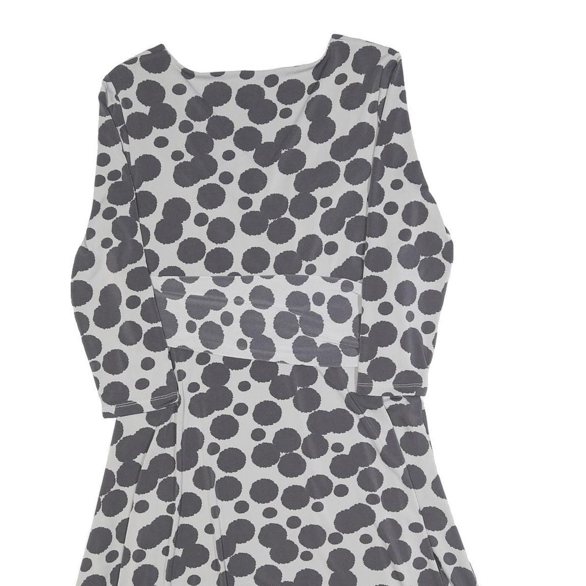 PHASE EIGHT Womens Grey & Black Cotton Blend Fit & Flare Day Dress Spot Print UK