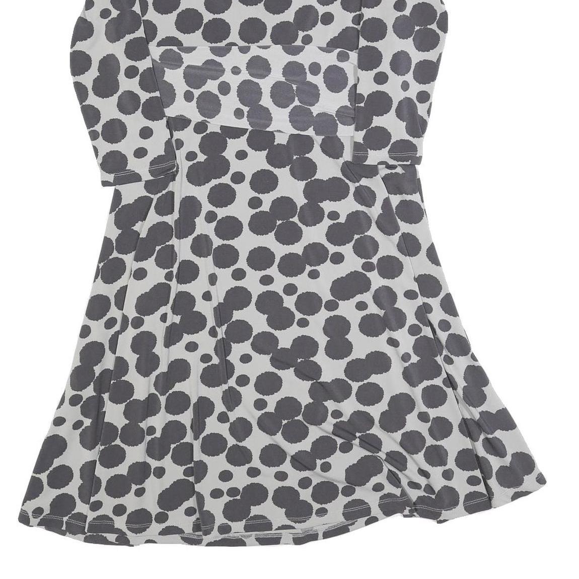 PHASE EIGHT Womens Grey & Black Cotton Blend Fit & Flare Day Dress Spot Print UK