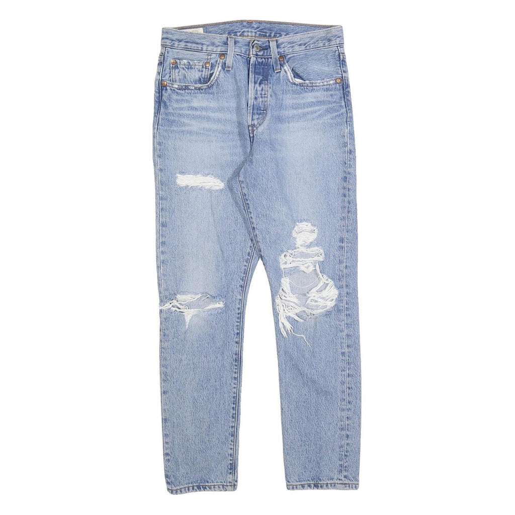 LEVI'S 501S Womens Jeans Blue Slim Skinny Denim W27 L28 Distressed 90s Style