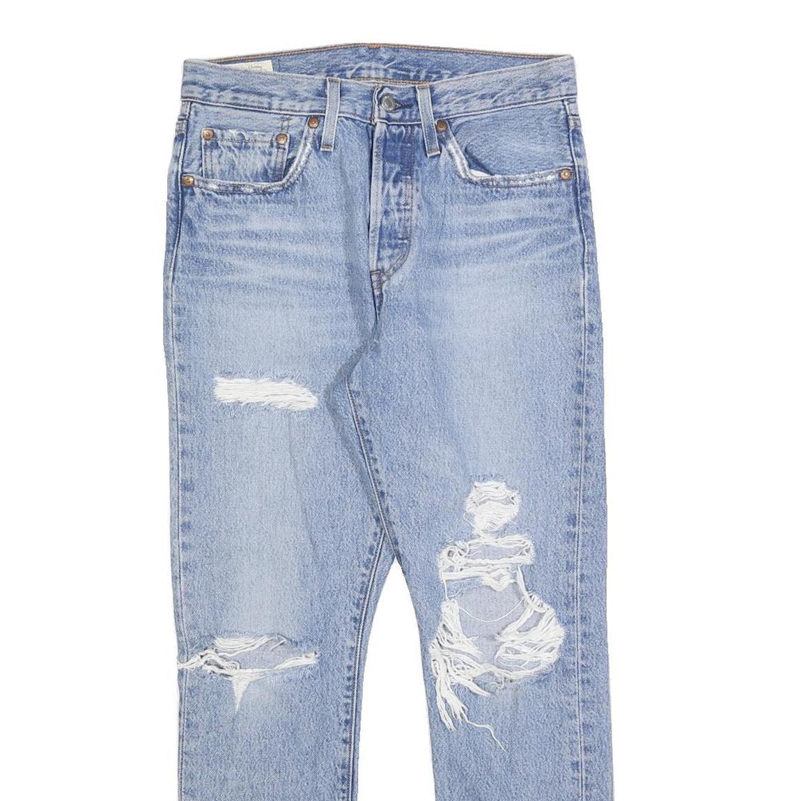 LEVI'S 501S Womens Jeans Blue Slim Skinny Denim W27 L28 Distressed 90s Style