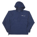 CHAMPION Mens Blue Nylon Hooded Zip Jacket M Lightweight Sportswear