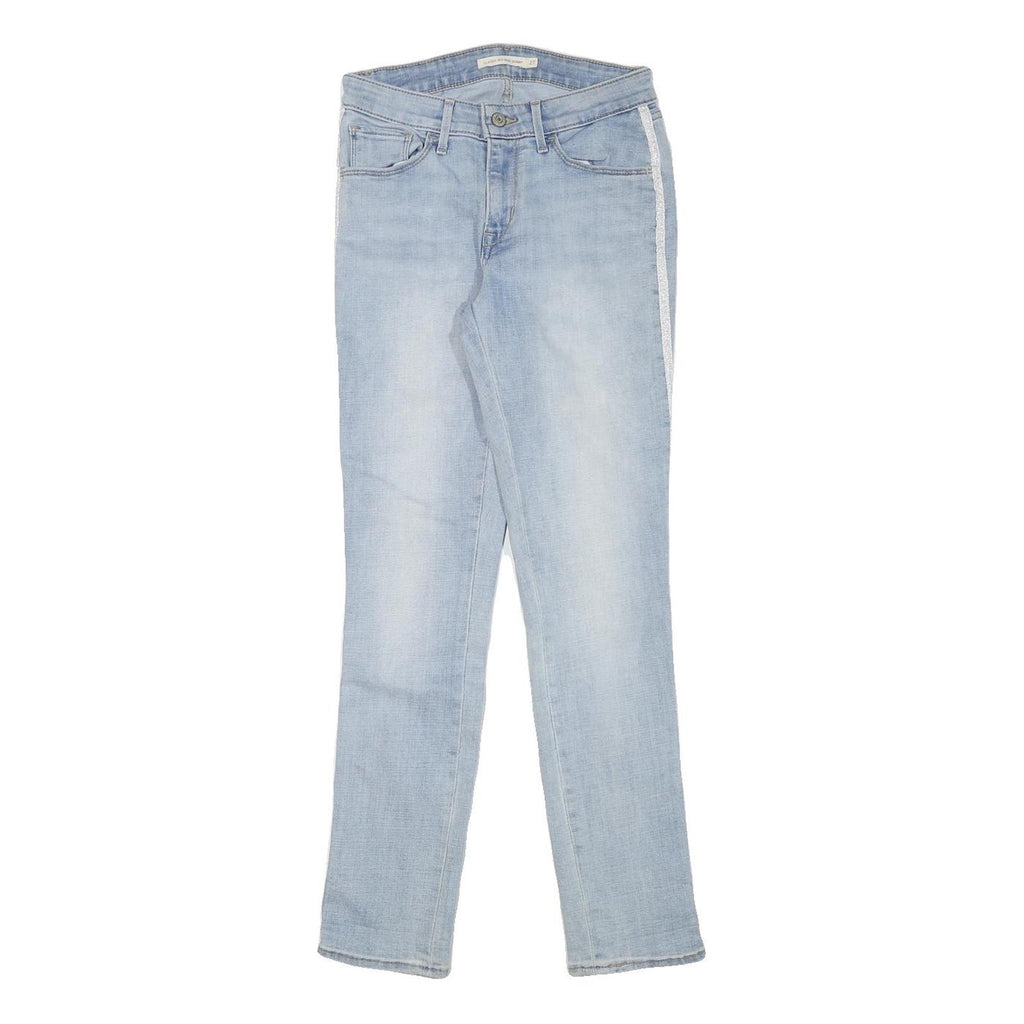 LEVI'S Womens Blue Slim Skinny Denim Light W27 L29 Side Stripe Cotton Blend Zip