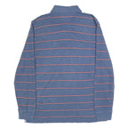 TOMMY HILFIGER Mens Blue & Red Striped Long Sleeve Polo Shirt L Cotton Blend
