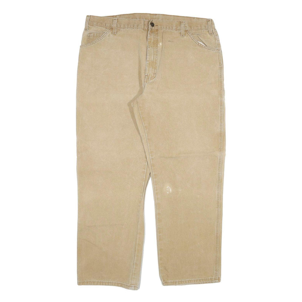DICKIES Mens Jeans Beige Regular Straight Denim W40 L32 Workwear Zip Closure