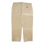 DICKIES Mens Jeans Beige Regular Straight Denim W40 L32 Workwear Zip Closure