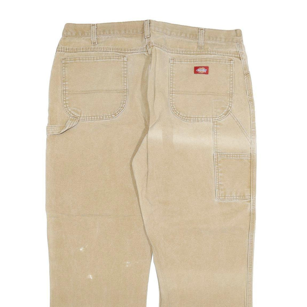 DICKIES Mens Jeans Beige Regular Straight Denim W40 L32 Workwear Zip Closure