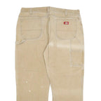 DICKIES Mens Jeans Beige Regular Straight Denim W40 L32 Workwear Zip Closure