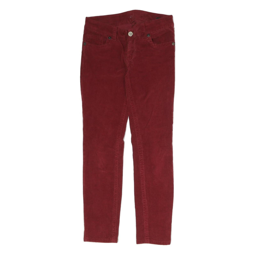SEVEN7 Mens Cotton Red Regular Skinny Trousers W30 L29 Stylish Fit Casual