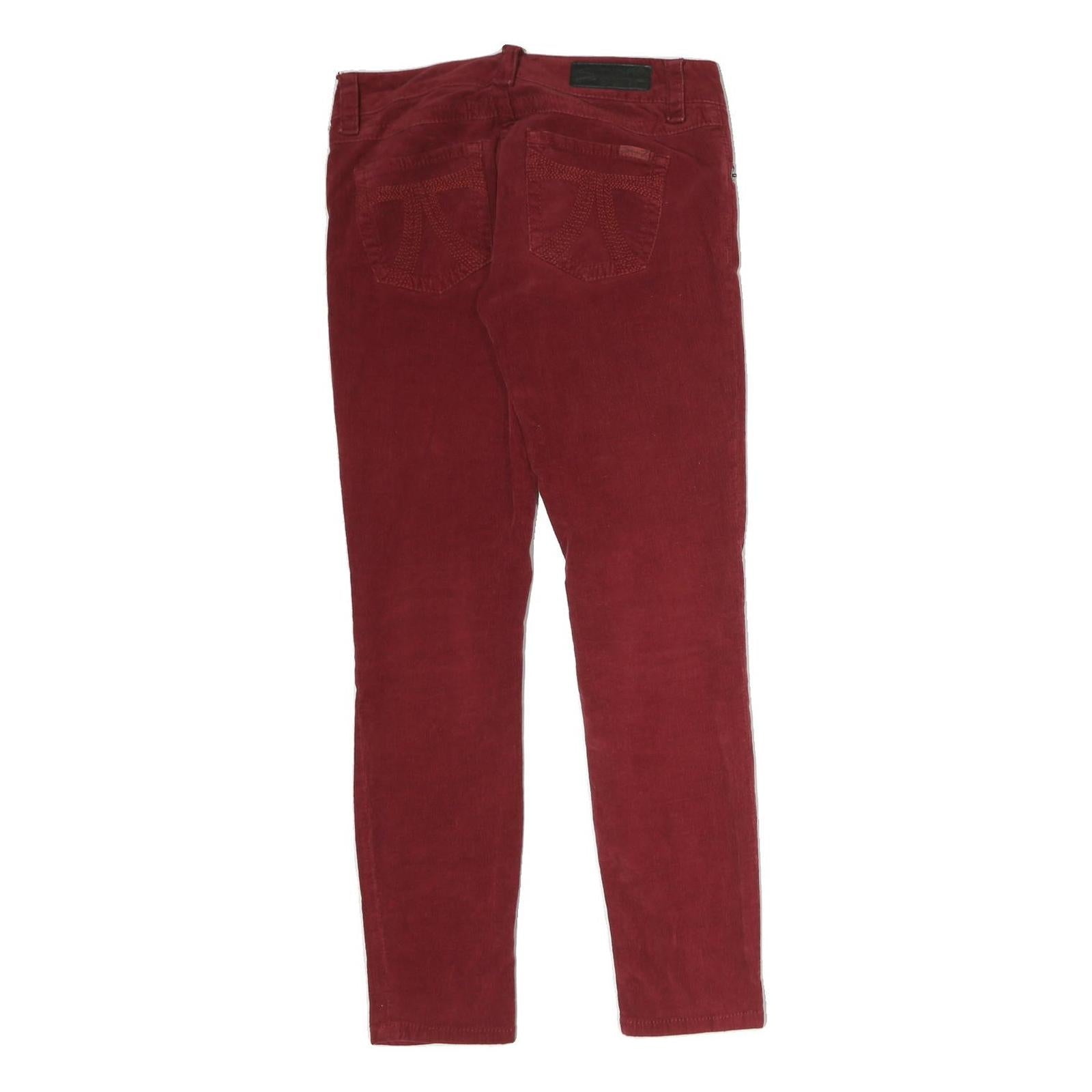 SEVEN7 Mens Cotton Red Regular Skinny Trousers W30 L29 Stylish Fit Casual