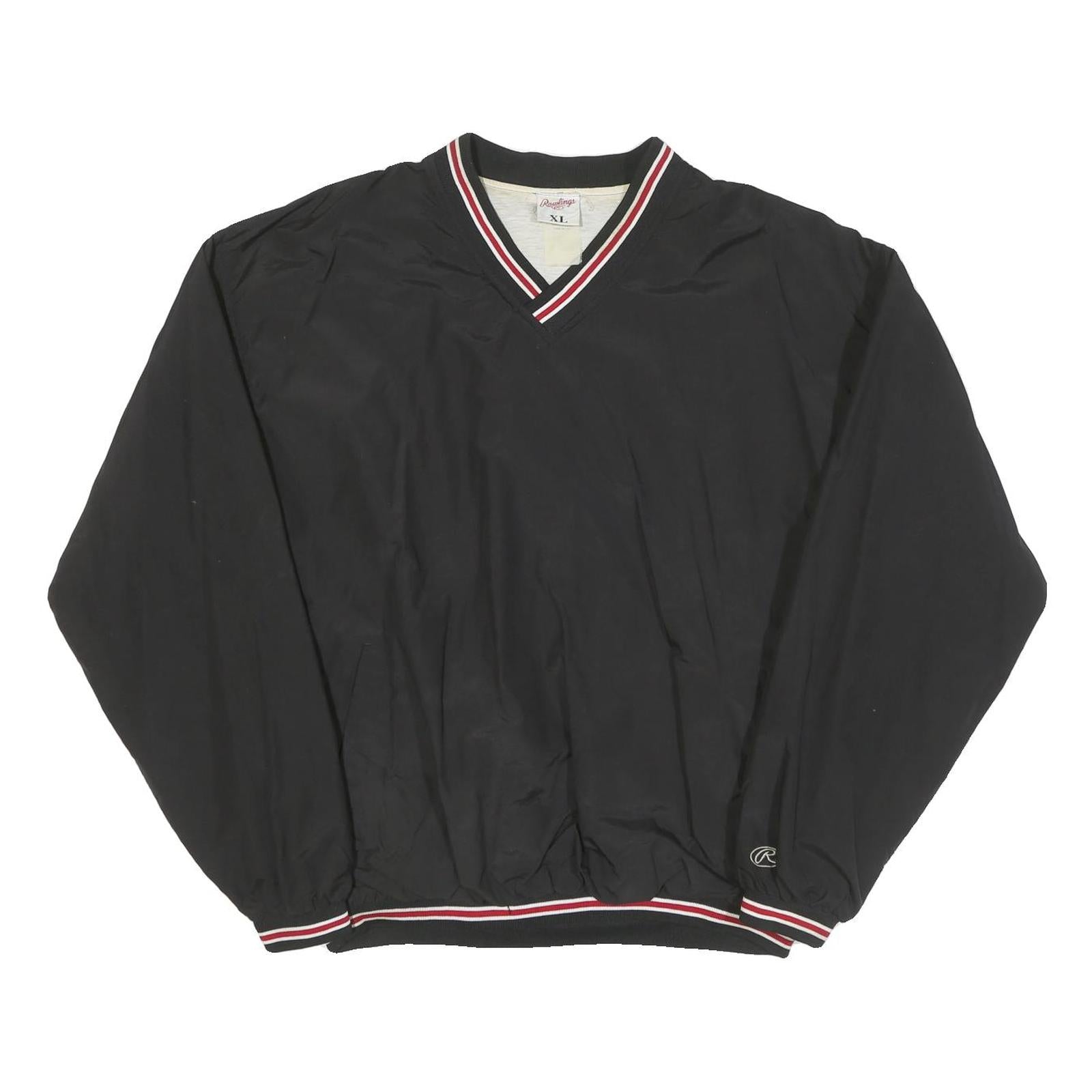 RAWLINGS Mens Black Polyester Blend Classic Jacket XL Plain Athletic Lightweight