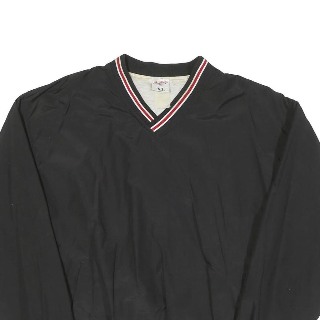 RAWLINGS Mens Black Polyester Blend Classic Jacket XL Plain Athletic Lightweight