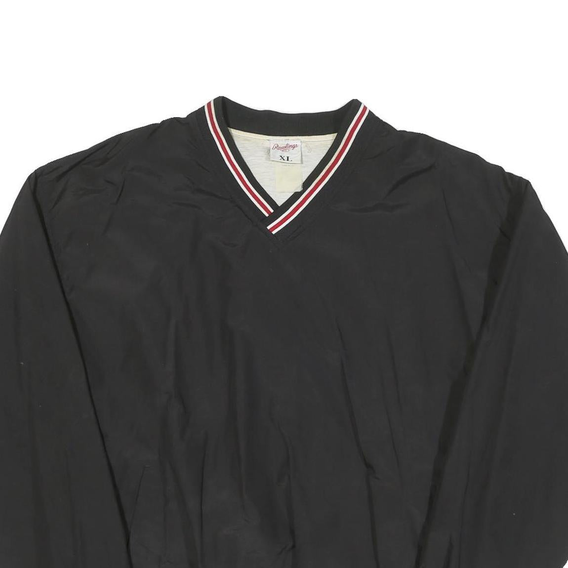 RAWLINGS Mens Black Polyester Blend Classic Jacket XL Plain Athletic Lightweight